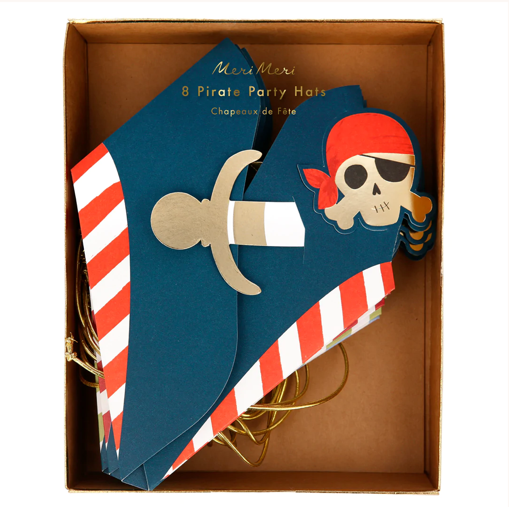 Blue Pirate Party Hats (x 8)