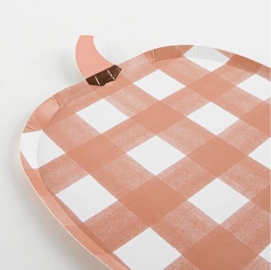 Gingham Pumpkin Plates (x 8)