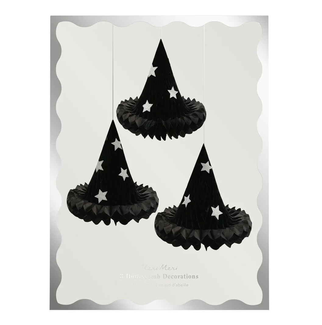 Hanging Honeycomb Witch Hat Decorations (x 3)