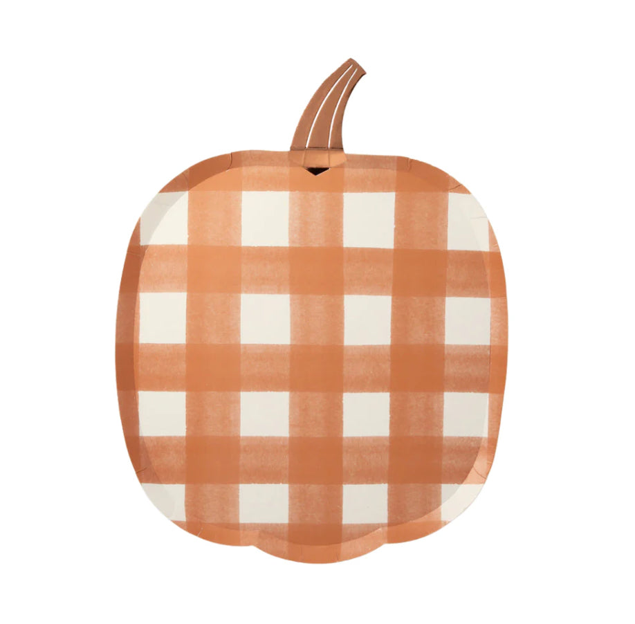 Gingham Pumpkin Plates (x 8)