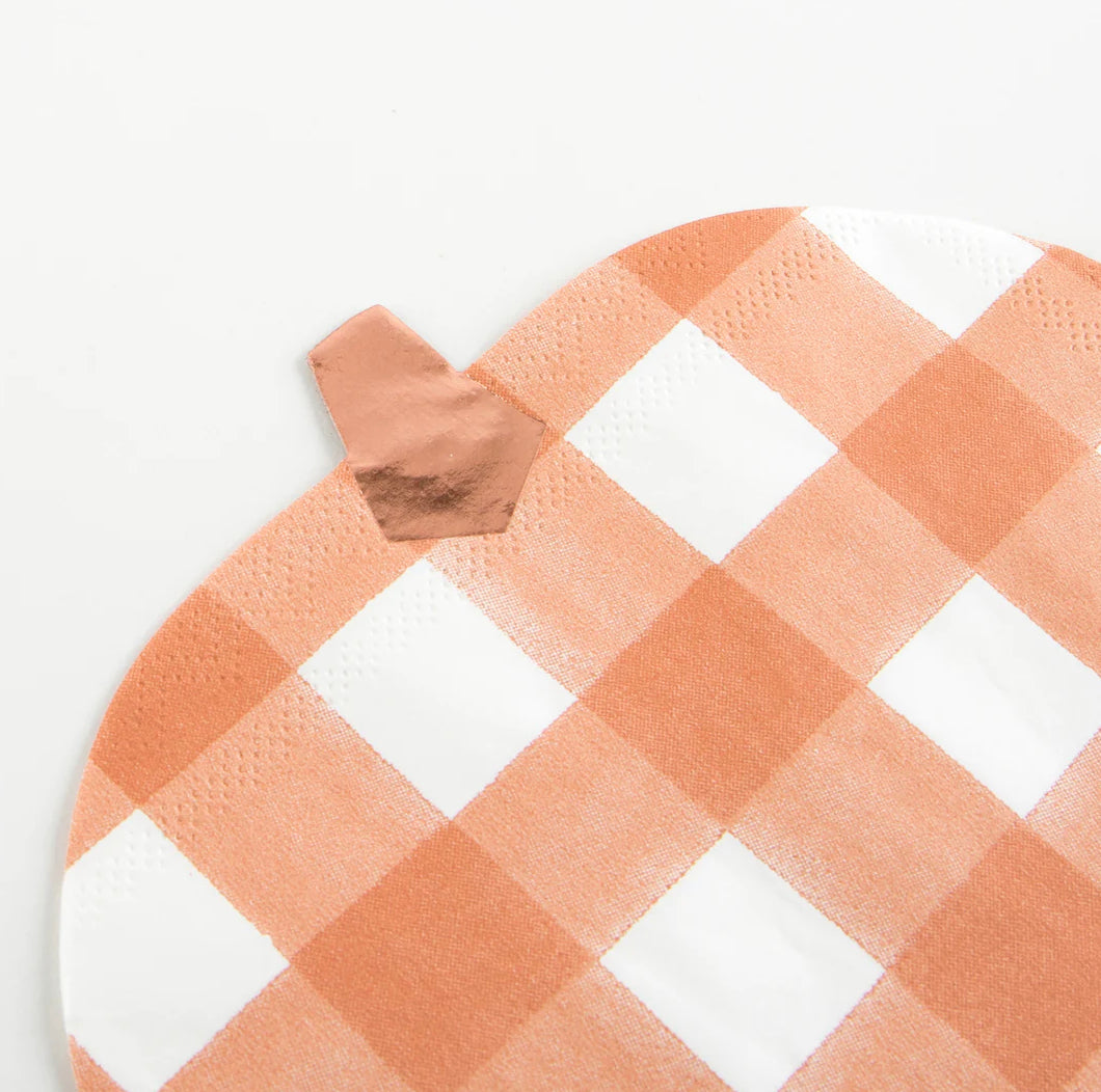 Gingham Pumpkin Napkins (x 16)