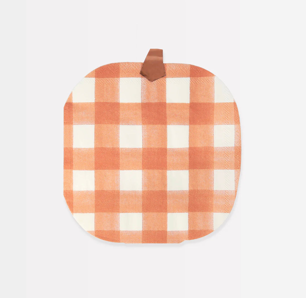 Gingham Pumpkin Napkins (x 16)