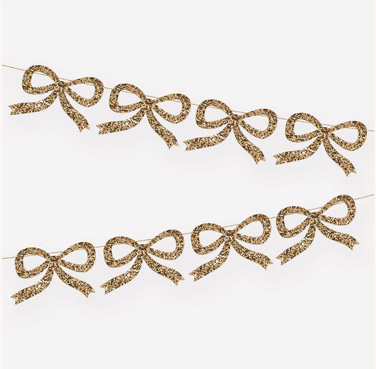 Gold Glitter Bow Garland