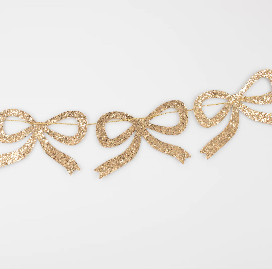 Gold Glitter Bow Garland