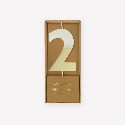 Gold Dipped Number 2 Candle (x1)