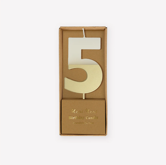 Gold Dipped Number 5 Candle (x1)