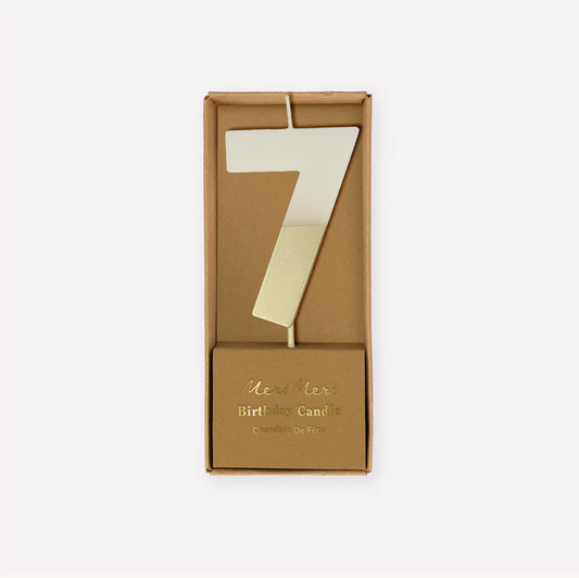 Gold Dipped Number 7 Candle (x1)