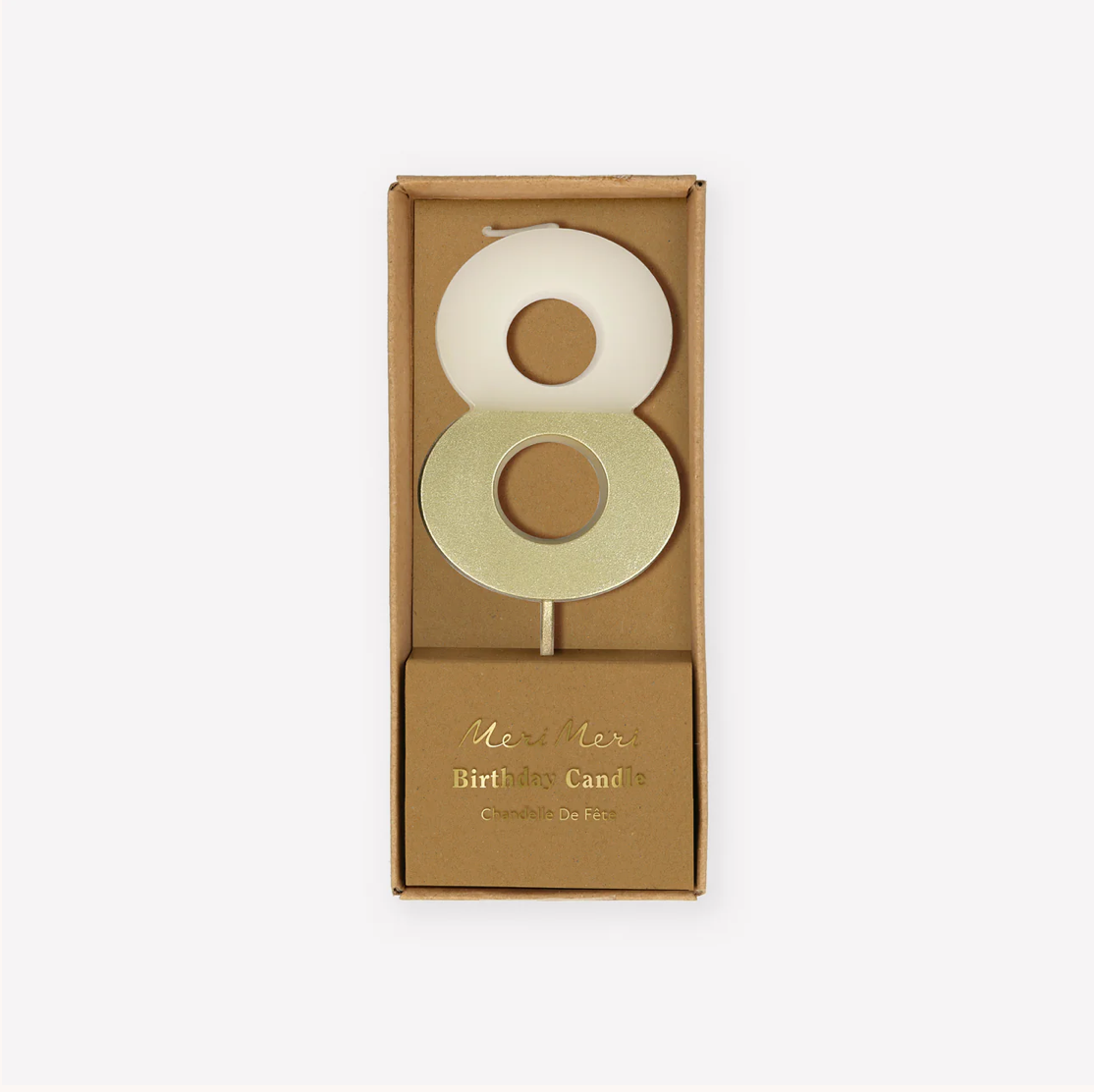 Gold Dipped Number 8 Candle (x1)