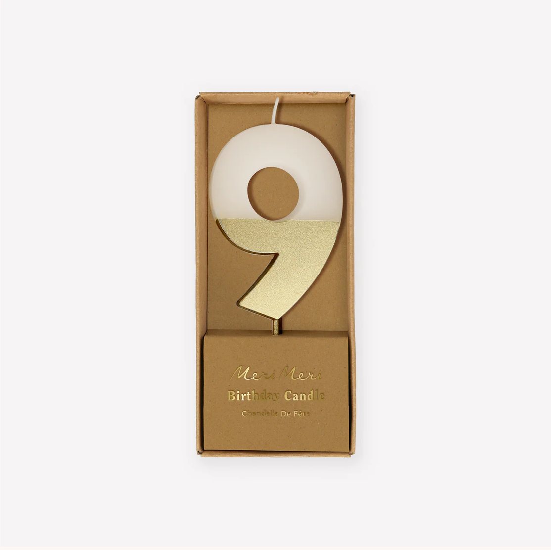 Gold Dipped Number 9 Candle (x1)