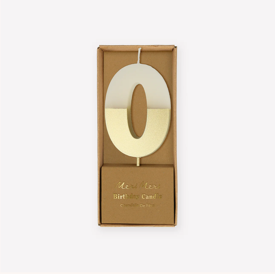 Gold Dipped Number 0 Candle (x1)