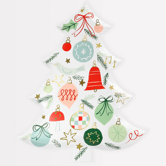 Festive Pattern Tree Plates (x 8)