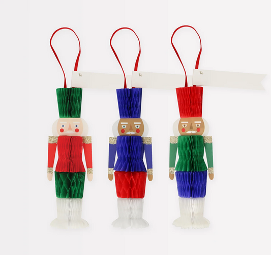 Honeycomb Nutcracker Hanging Decoration Tags (x 6)