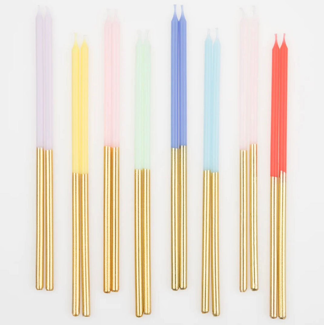 Gold Dipped Rainbow Mix Candles (x 16)