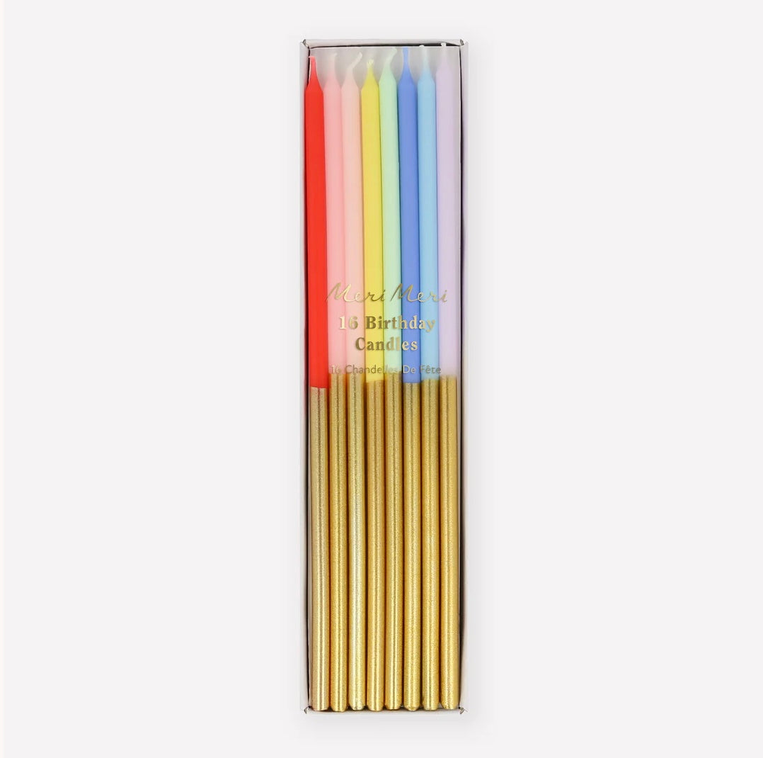 Gold Dipped Rainbow Mix Candles (x 16)