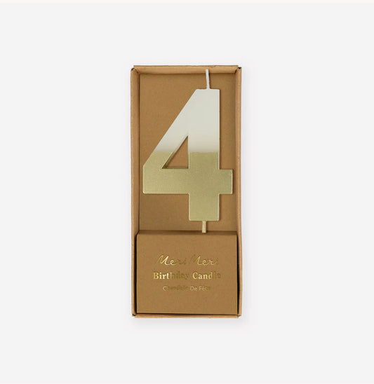 Gold Dipped Number 4 Candle (x1)