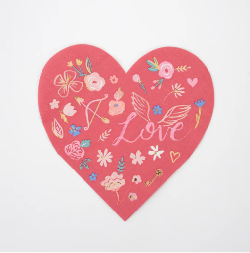 Valentine Heart Die Cut Napkins (x16)