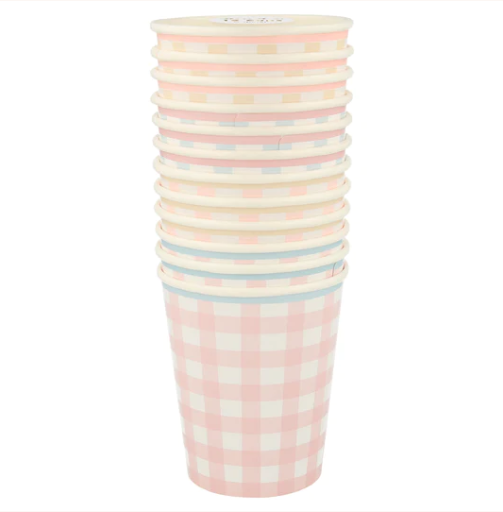 Gingham Cups (x 12)