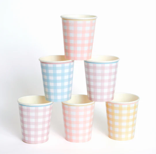 Gingham Cups (x 12)