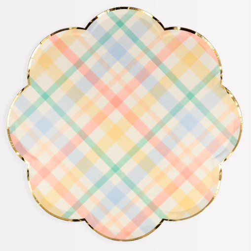 Plaid Pattern Dinner Plates (x 8)