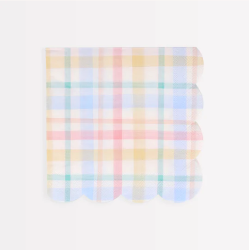 Plaid Pattern Large Napkins (x 16)