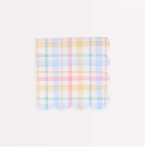 Plaid Pattern Small Napkins (x 16)