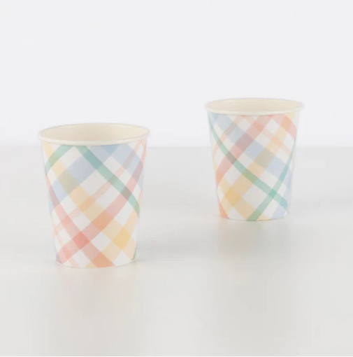 Plaid Pattern Cups (x 8)