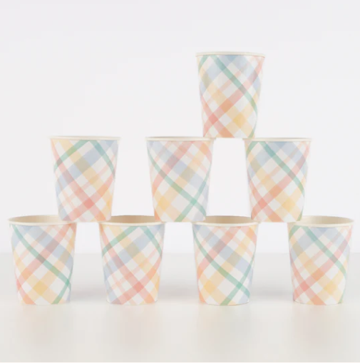 Plaid Pattern Cups (x 8)