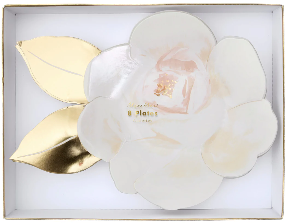 White Rose Large Plates (x 8)