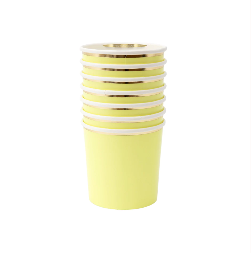 Pale Yellow Tumbler Cups (x 8)