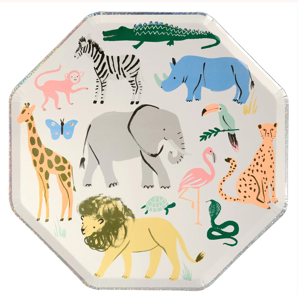 Safari Animals Dinner Plates (x 8)