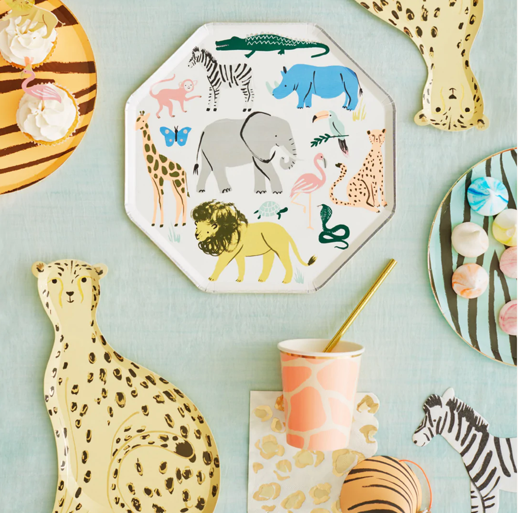 Safari Animals Dinner Plates (x 8)