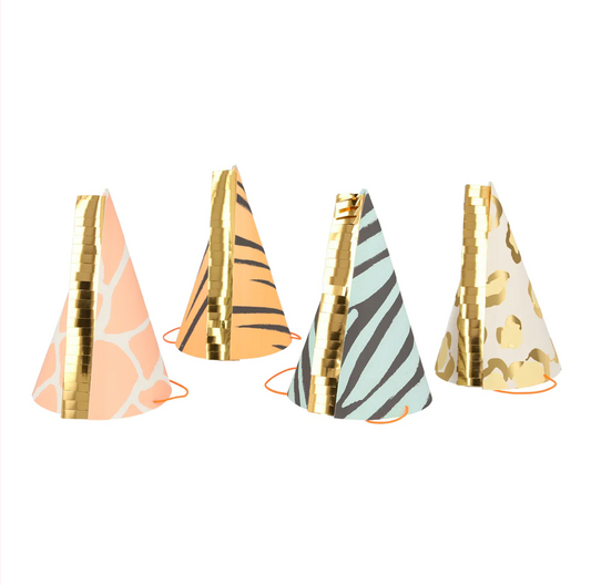 Safari Animal Print Party Hats (x 8)