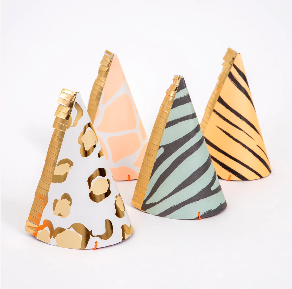 Safari Animal Print Party Hats (x 8)