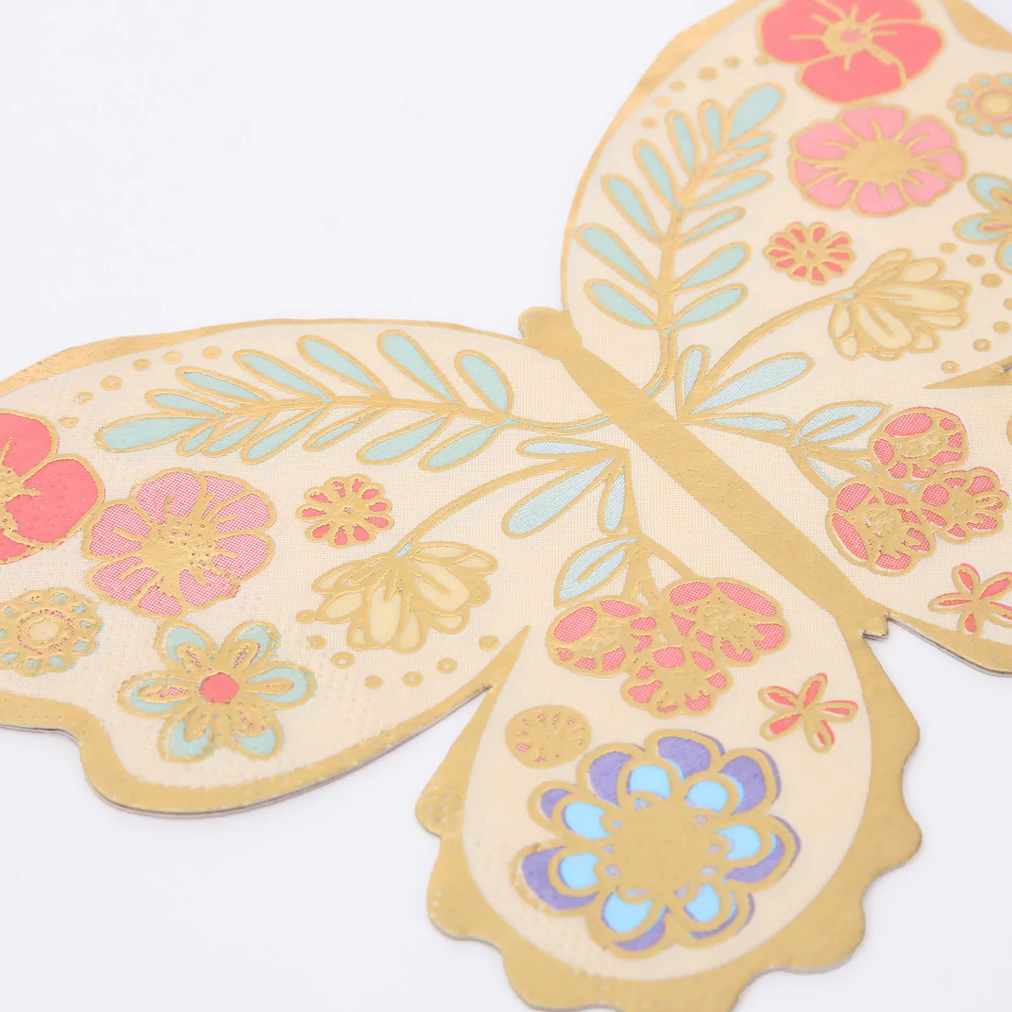 Floral Butterfly Napkins (x 16)