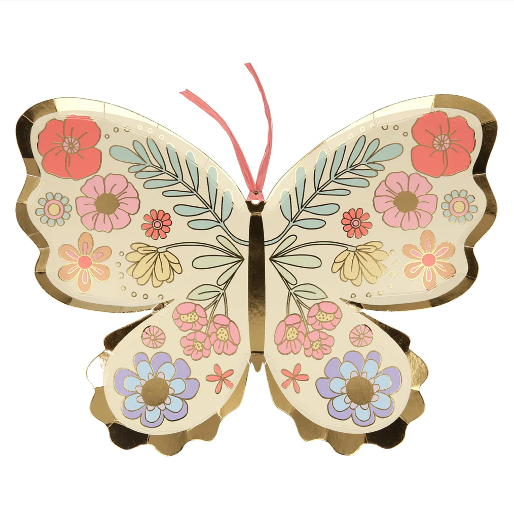 Floral Butterfly Plates (x 8)