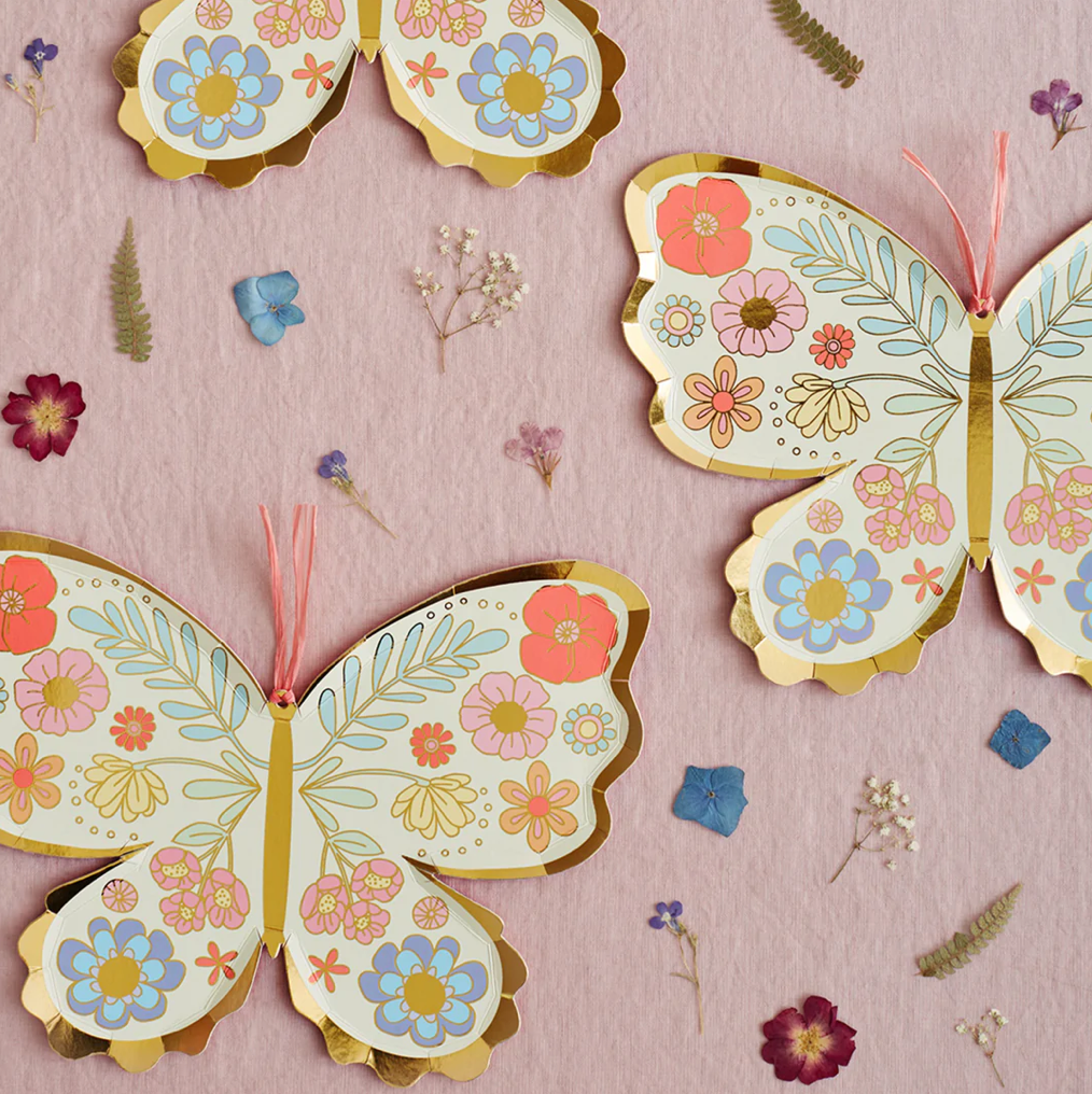 Floral Butterfly Plates (x 8)