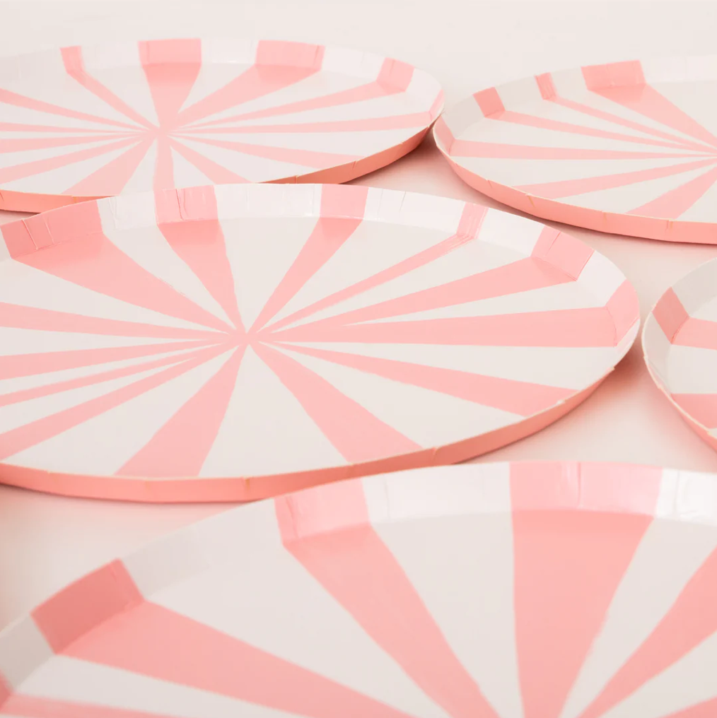 Pink Stripe Side Plates (x 8)