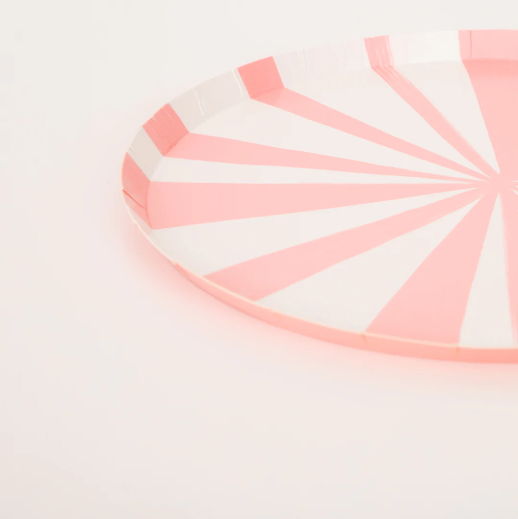 Pink Stripe Side Plates (x 8)