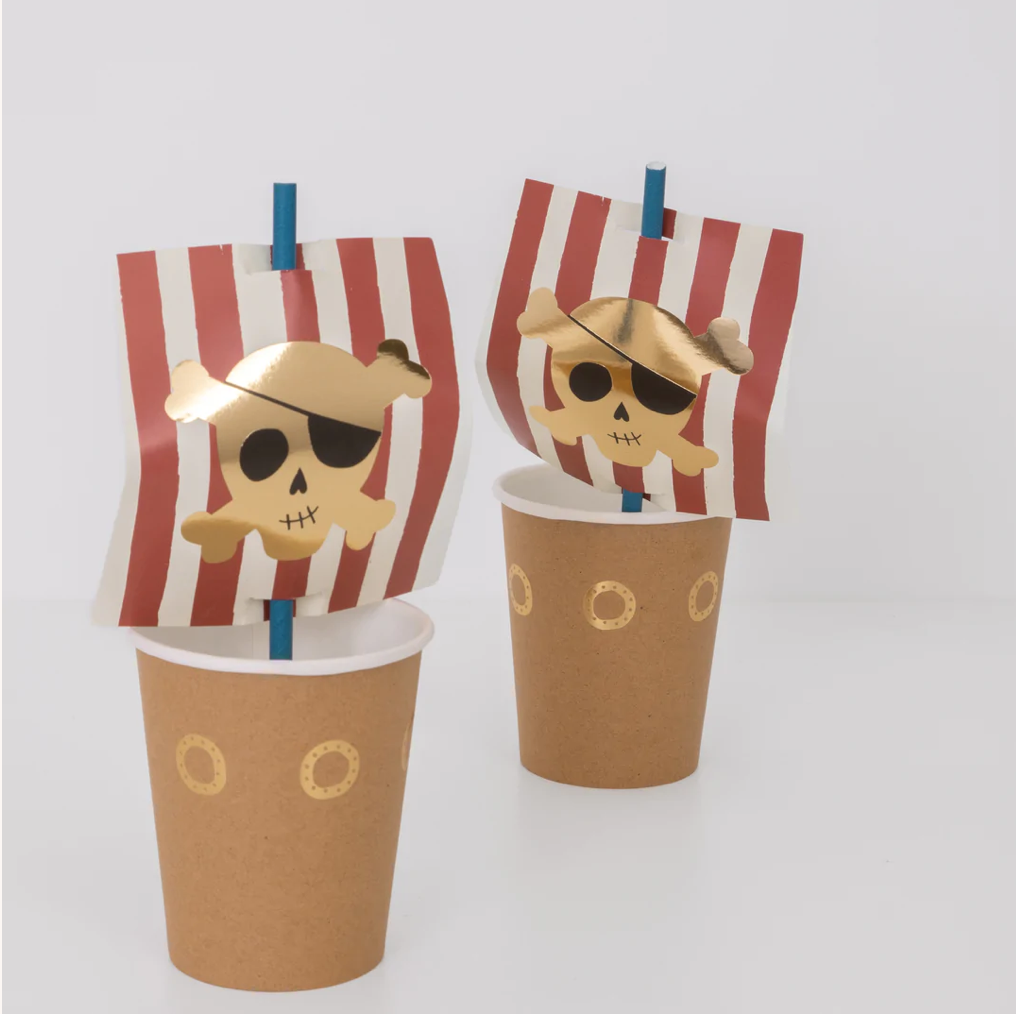 Pirate Cup & Straws Set (x 8)