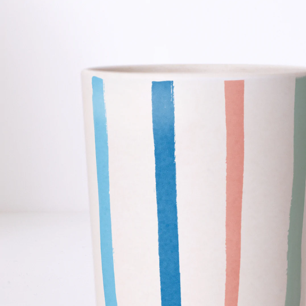 Bright Stripe Reusable Bamboo Cups (x 6)