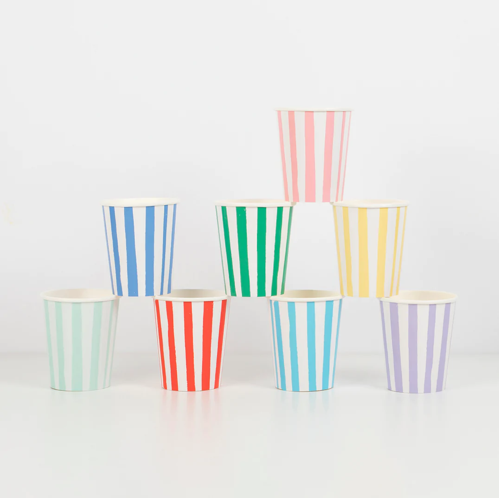 Mixed Stripe Cups (x 8)