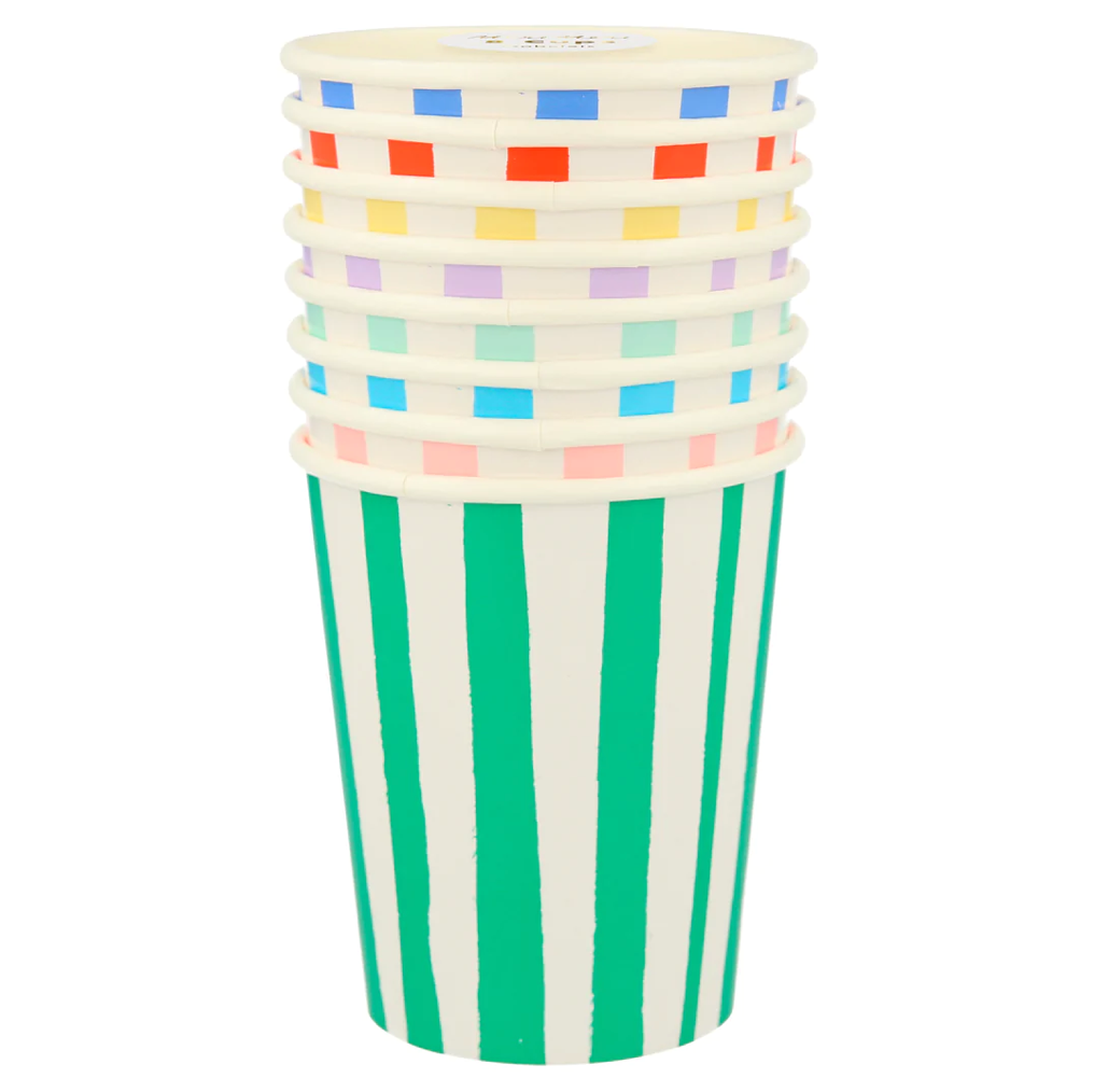 Mixed Stripe Cups (x 8)