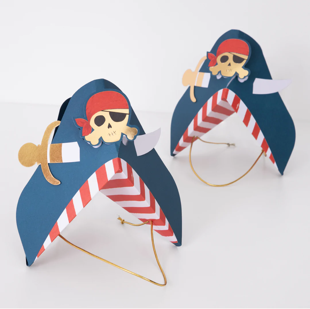 Blue Pirate Party Hats (x 8)