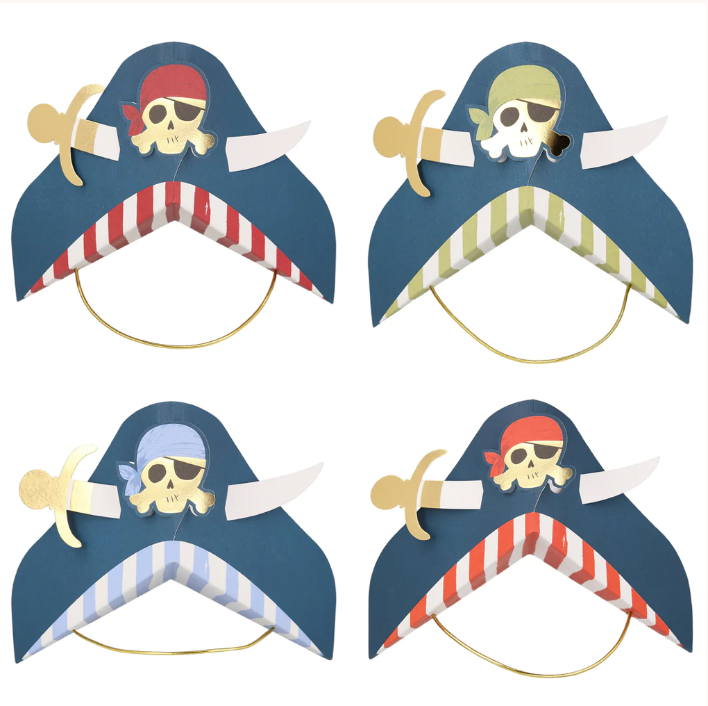 Blue Pirate Party Hats (x 8)