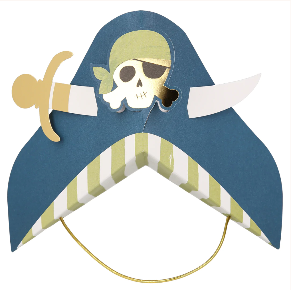 Blue Pirate Party Hats (x 8)