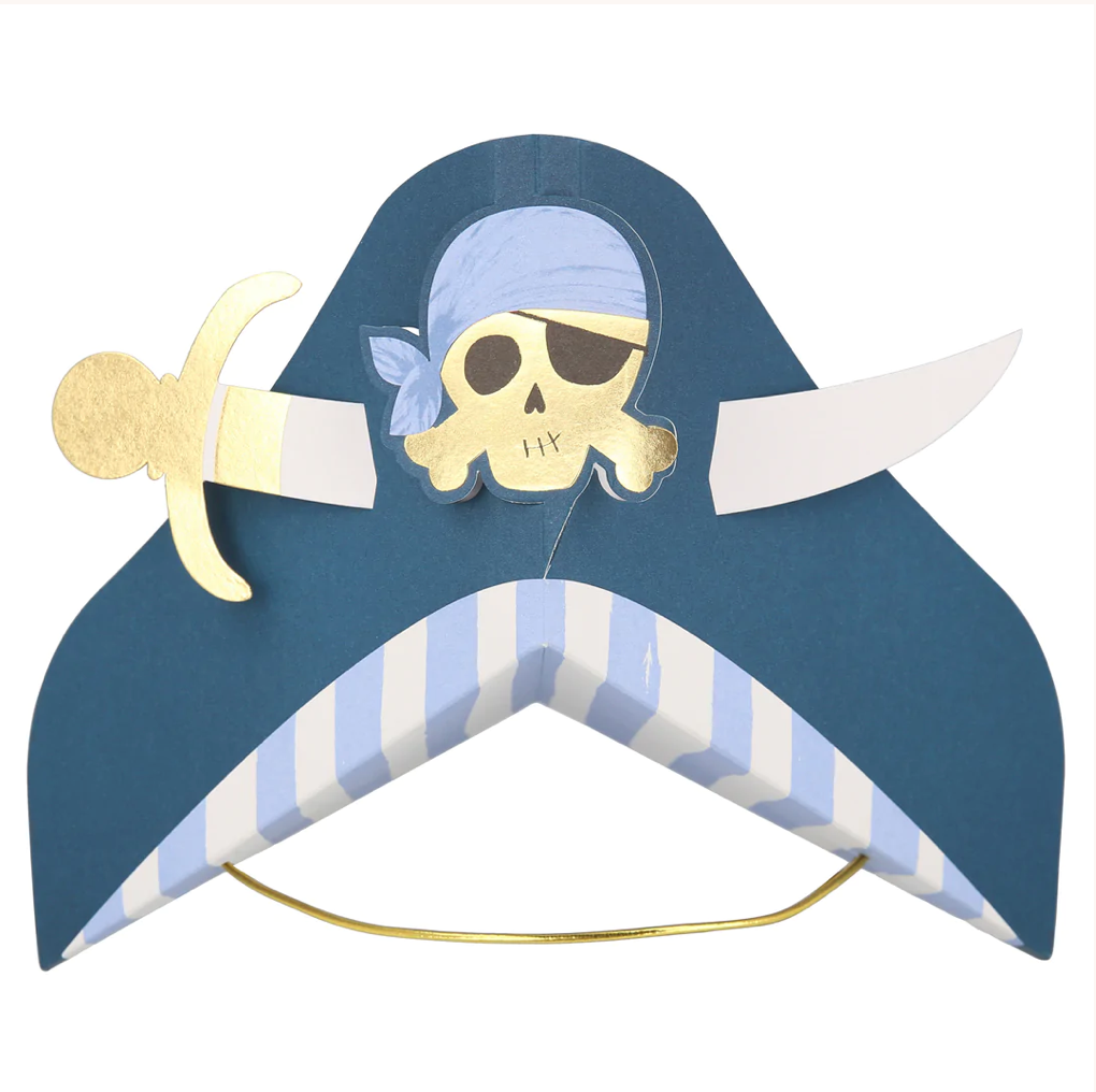 Blue Pirate Party Hats (x 8)