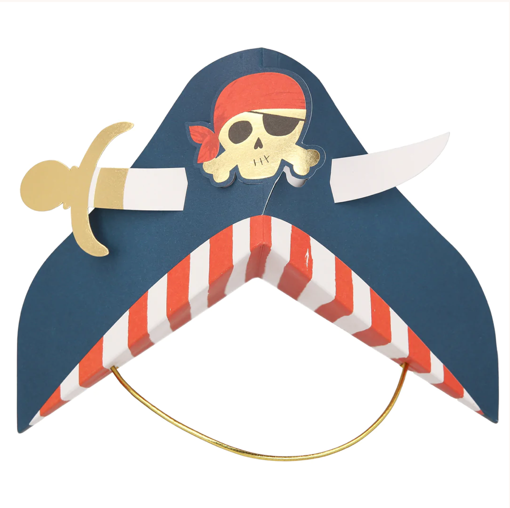 Blue Pirate Party Hats (x 8)