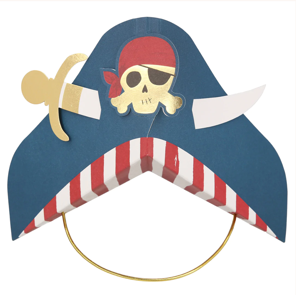 Blue Pirate Party Hats (x 8)