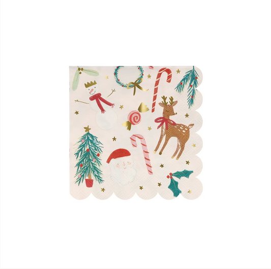 Festive Motif Small Napkins (x16)