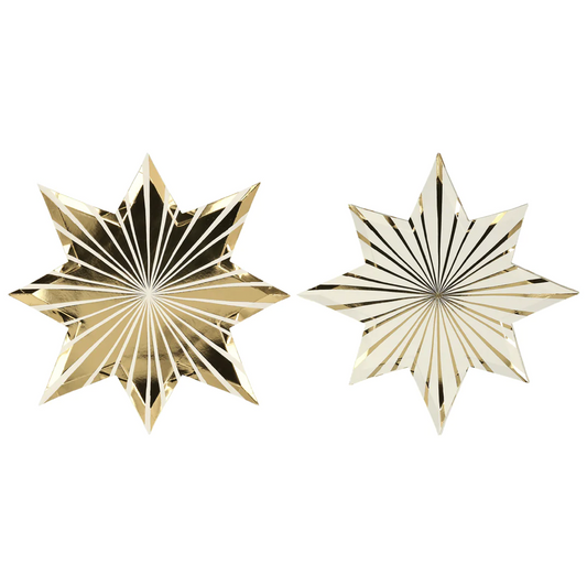 Gold Stripe Star Plates (x8)